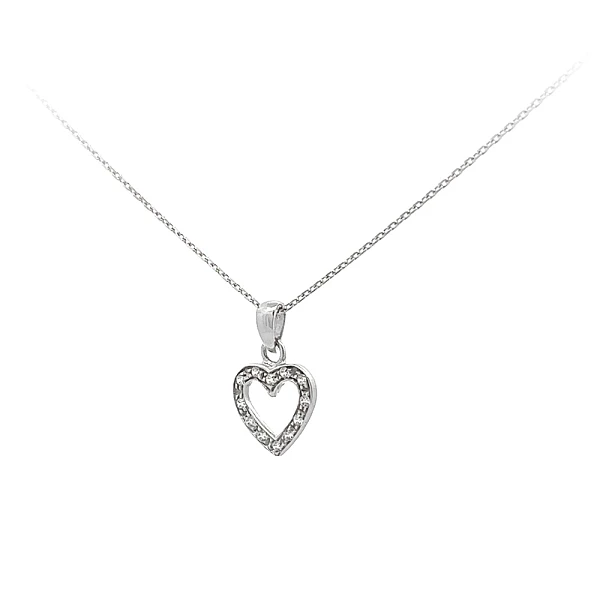 Mặt dây chuyền hình trái tim với đá zircon trắng vàng