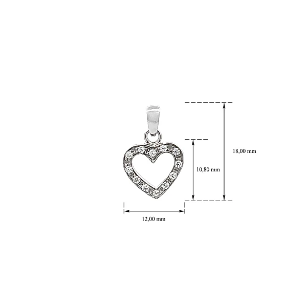 Mặt dây chuyền hình trái tim với đá zircon trắng vàng