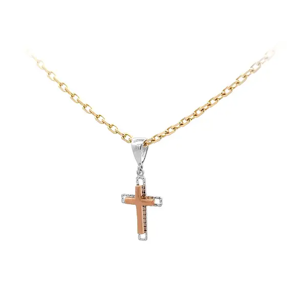 Mặt dây chuyền thánh giá bằng vàng kết hợp