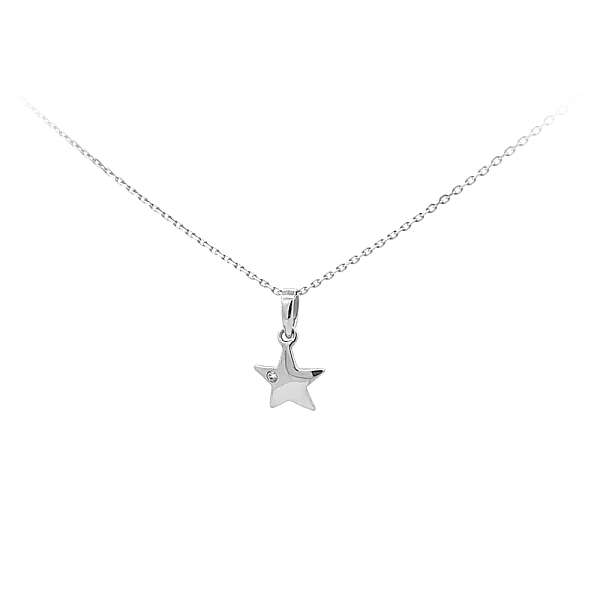Mặt dây chuyền hình ngôi sao với đá zircon làm từ vàng trắng