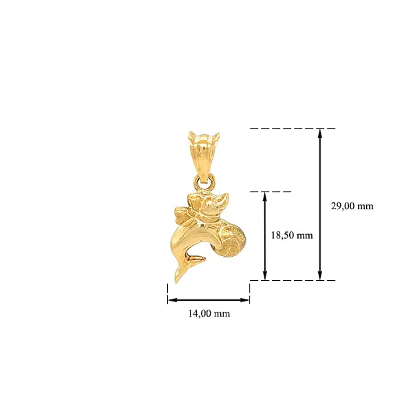 Mặt dây chuyền cá heo vàng với quả cầu