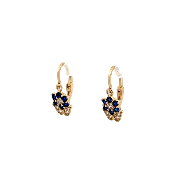 Vòng tai trẻ em vàng với đá sapphire