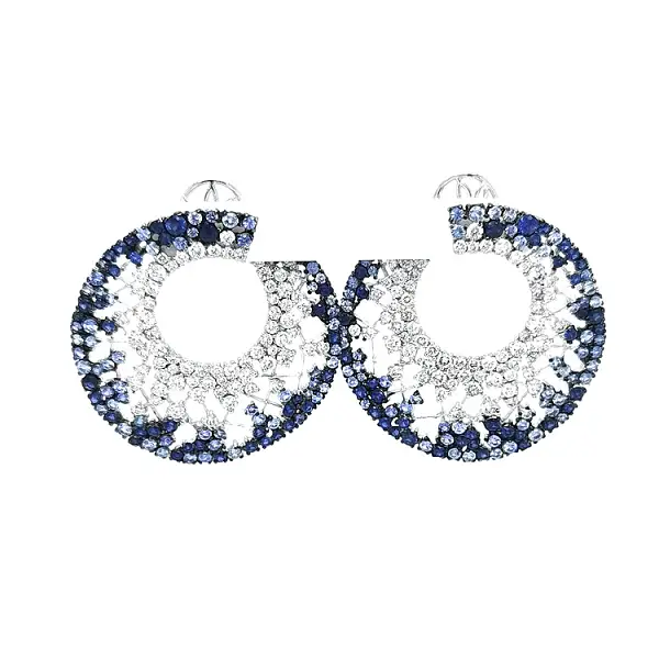 Vòng tai vàng đính sapphire và kim cương