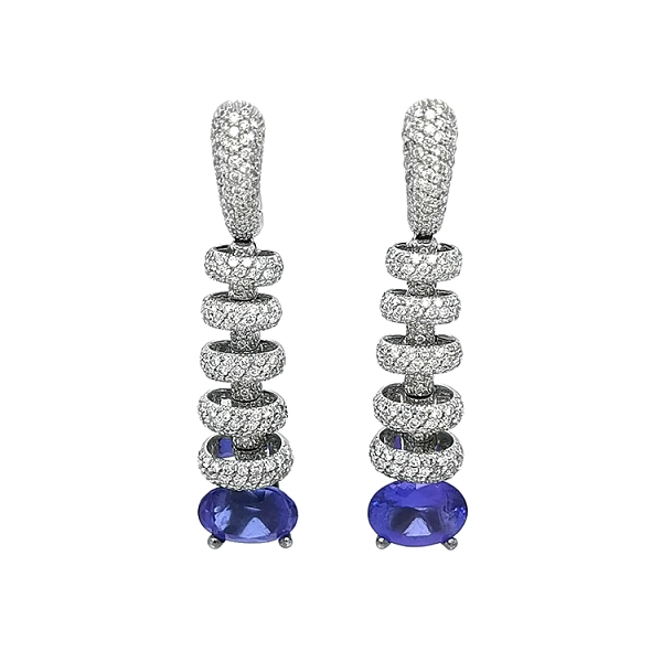 Vòng tai vàng đính Tanzanite và kim cương