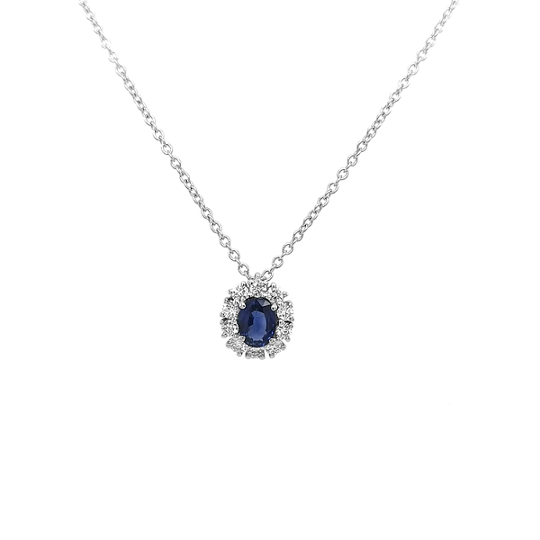 Mặt dây chuyền vàng đính sapphire và kim cương