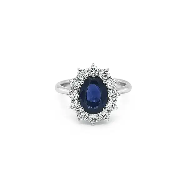 Nhẫn vàng đính sapphire và kim cương
