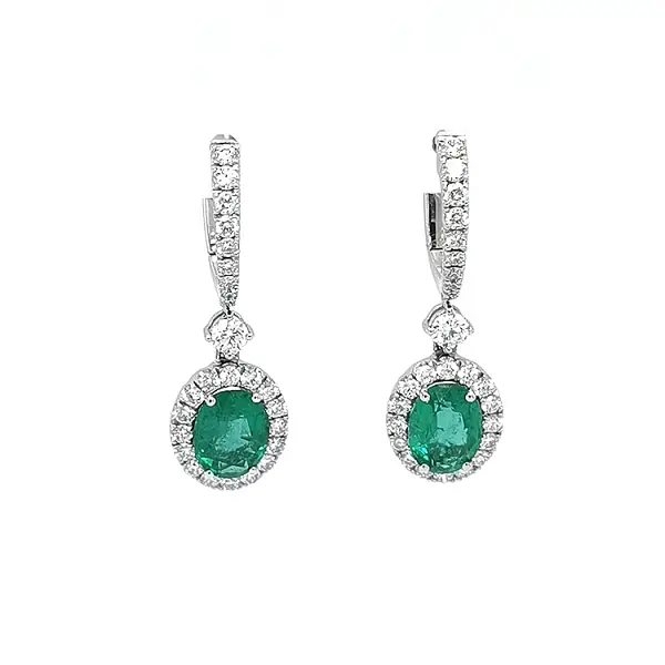 Vòng tai vàng đính ngọc lục bảo và kim cương