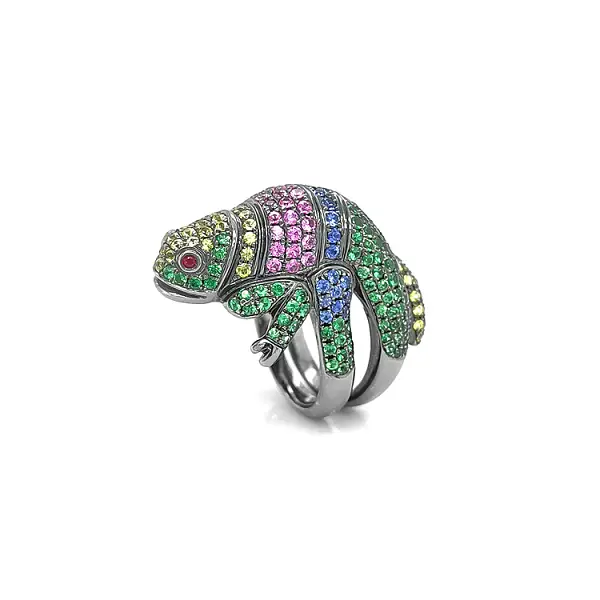 Nhẫn vàng đính đá quý màu