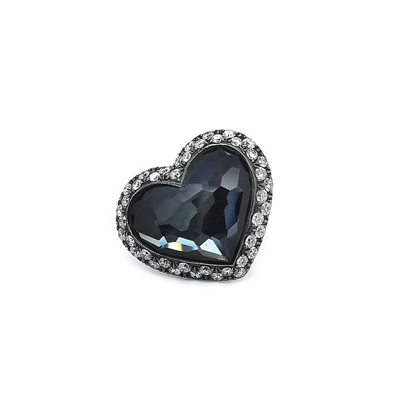 Nhẫn vàng Crivelli với đá hematite và kim cương