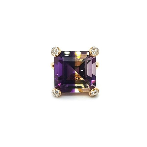 Nhẫn vàng đính đá Ametrine và kim cương