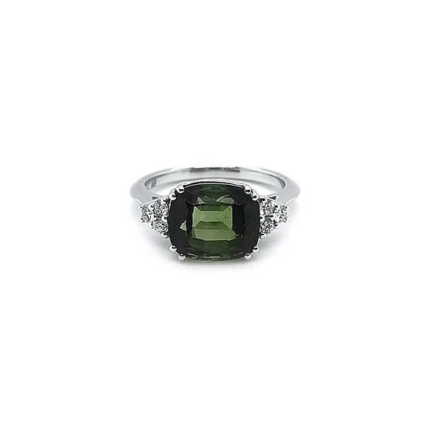Nhẫn vàng đính đá tourmaline xanh và kim cương