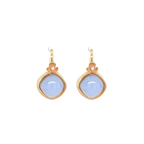 Vòng tai vàng đính đá chalcedony và kim cương