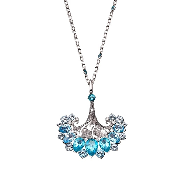 Vòng cổ vàng đính đá topaz xanh và kim cương Magerit Gea Genus