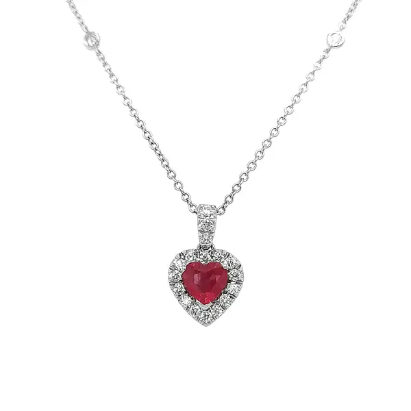 Mặt dây chuyền vàng đính ruby và kim cương