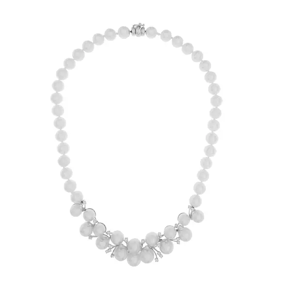 Vòng cổ ngọc trai vàng đính kim cương SS AA