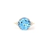 Nhẫn cao cấp với đá topaz xanh và kim cương trong vàng hồng