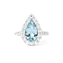 Nhẫn hình giọt nước cao cấp với đá aquamarine và kim cương