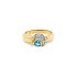 Nhẫn vàng cao cấp gắn topaz xanh hình trái tim và zircon