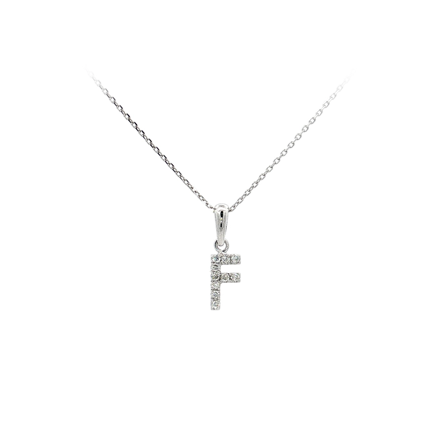 Mặt dây chuyền chữ F vàng trắng đính đá zircon