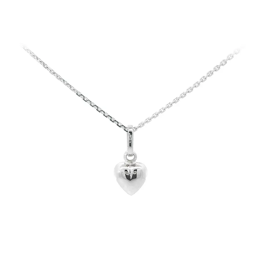 Mặt dây chuyền trái tim tối giản bằng vàng trắng
