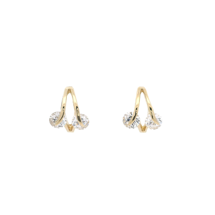 Hoa tai vàng đính đá Zircon lấp lánh