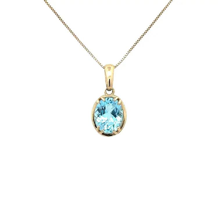 Mặt dây chuyền vàng cao cấp gắn topaz xanh