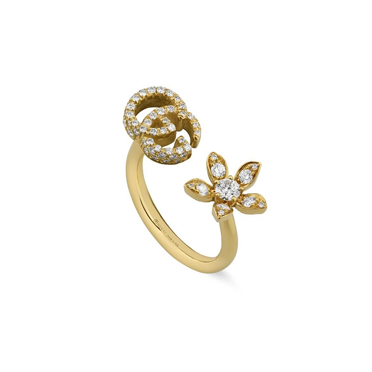 Nhẫn vàng Gucci Flora đính kim cương YBC582019002014