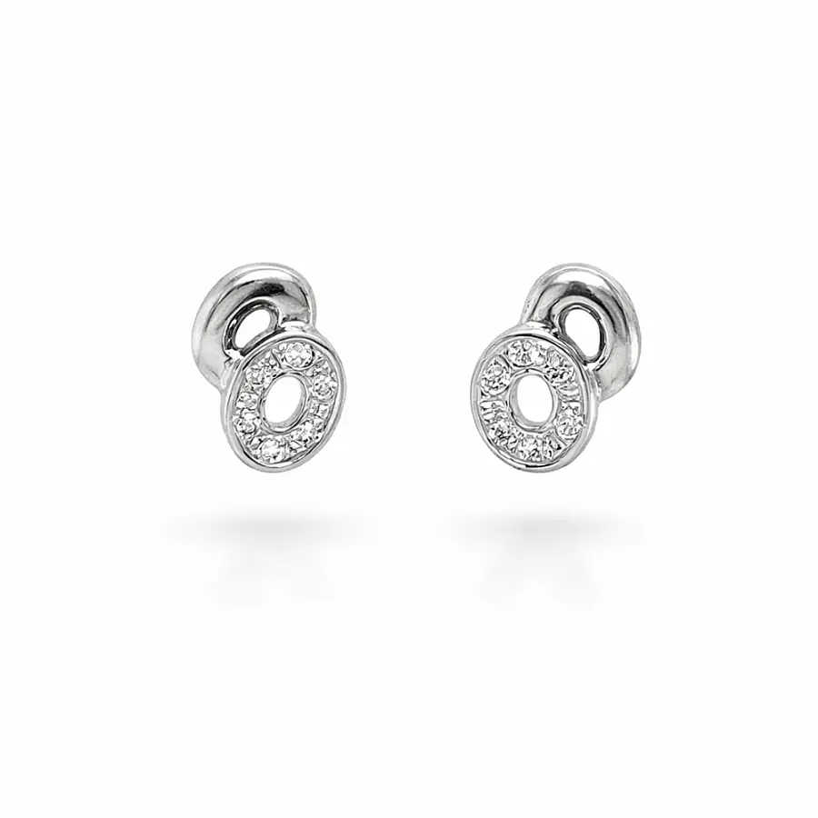 Bông tai vàng dạng đinh họa tiết oval đính zircon