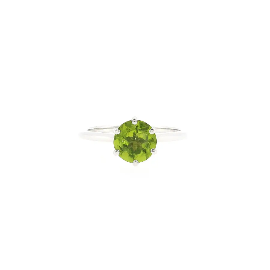 Nhẫn vàng trắng 18K gắn peridot 1,40 ct