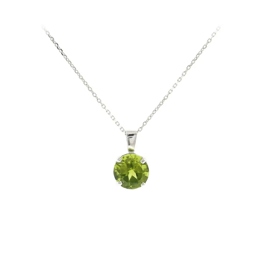 Mặt dây chuyền thanh lịch vàng trắng 18K với peridot 1,90 ct