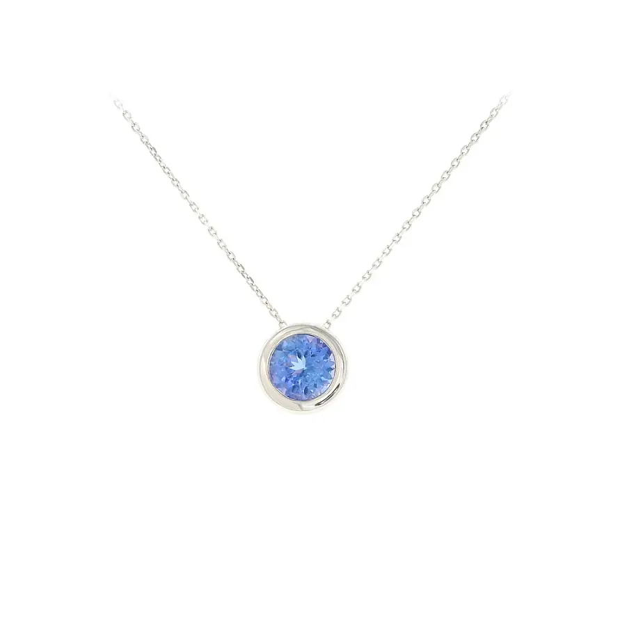 Mặt dây chuyền vàng trắng 18K với tanzanite 1,10 ct