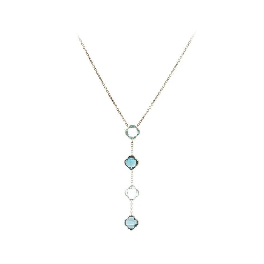 Dây chuyền vàng 14K thanh lịch với đá màu xanh