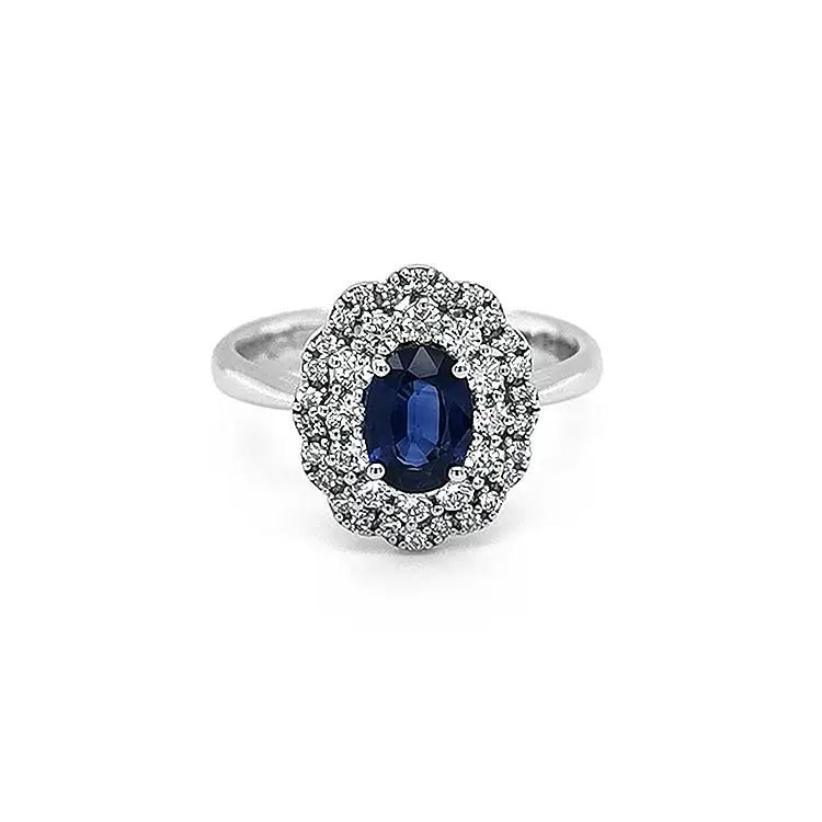 Nhẫn vàng đính sapphire và kim cương