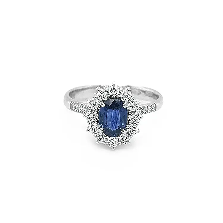 Nhẫn vàng đính sapphire và kim cương