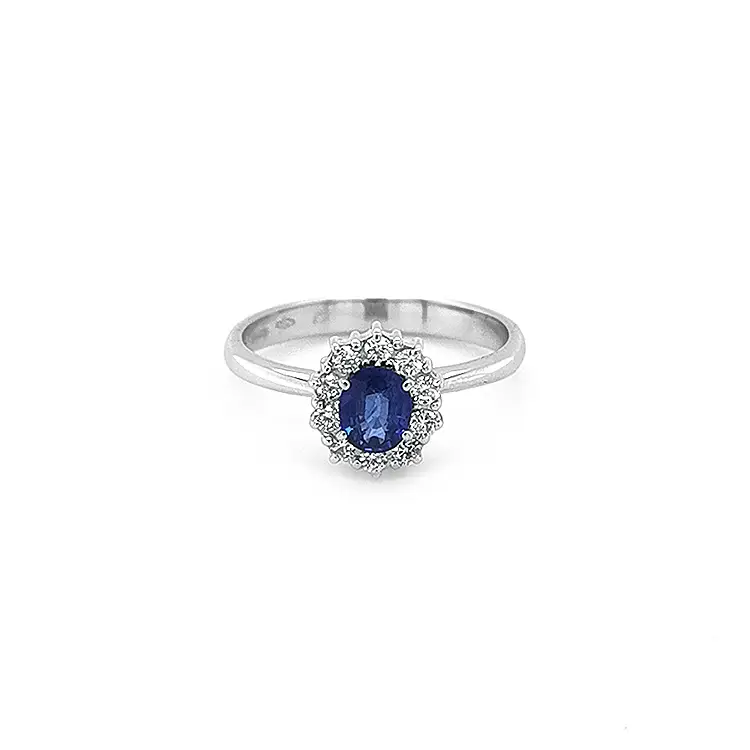 Nhẫn vàng đính sapphire và kim cương