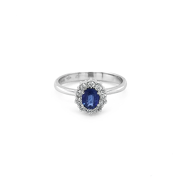 Nhẫn vàng đính sapphire và kim cương