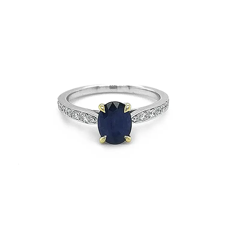 Nhẫn vàng đính sapphire và kim cương