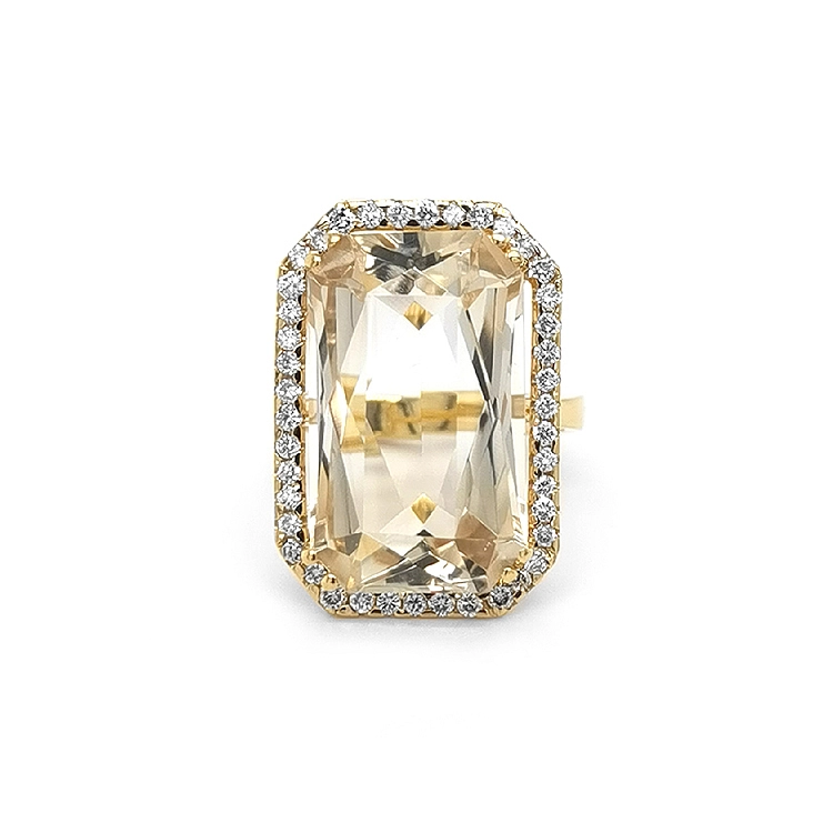Nhẫn vàng đính đá citrine và kim cương