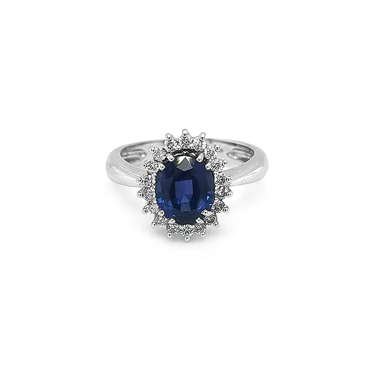Nhẫn vàng đính sapphire và kim cương
