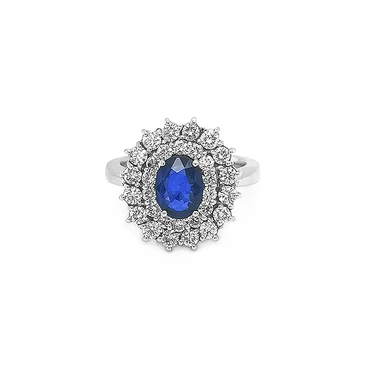 Nhẫn vàng đính sapphire và kim cương