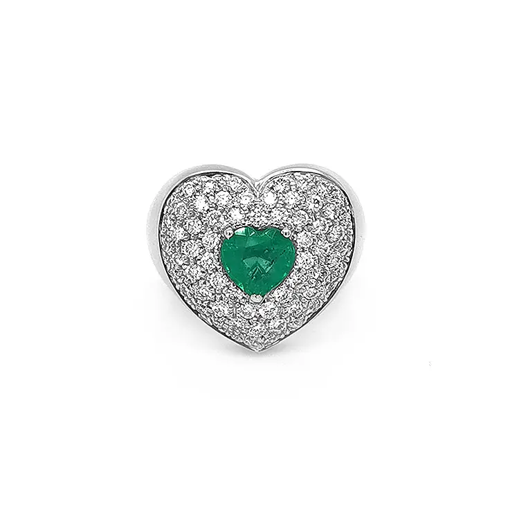 Nhẫn vàng đính ngọc lục bảo và kim cương