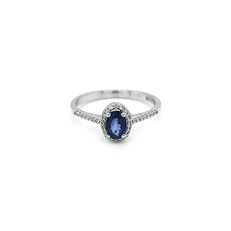 Nhẫn vàng đính sapphire và kim cương