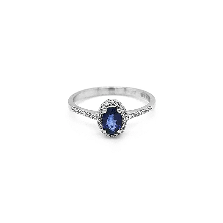 Nhẫn vàng đính sapphire và kim cương