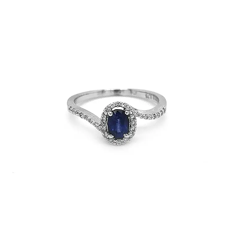 Nhẫn vàng đính sapphire và kim cương
