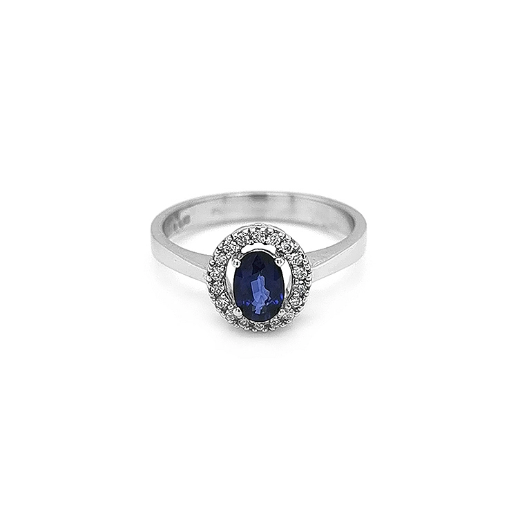 Nhẫn vàng đính sapphire và kim cương