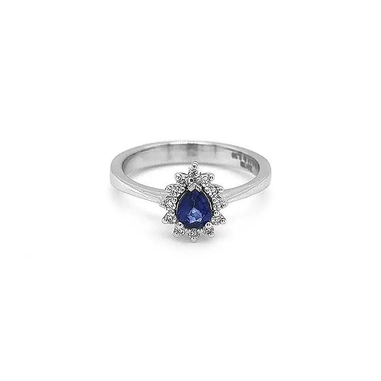 Nhẫn vàng đính sapphire và kim cương