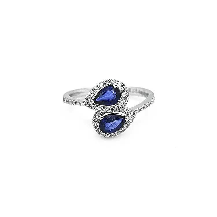 Nhẫn vàng đính sapphire và kim cương