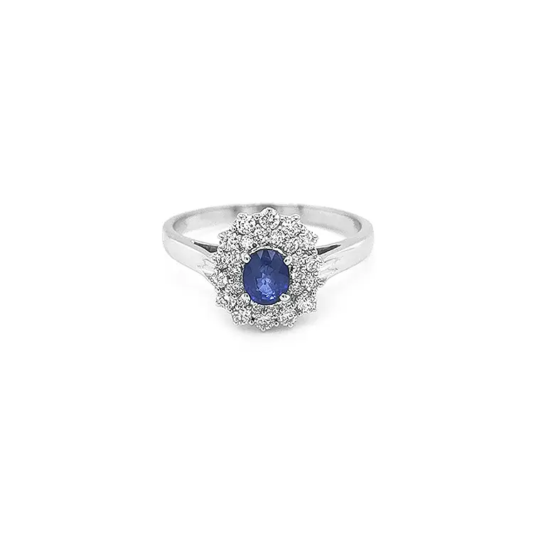 Nhẫn vàng đính sapphire và kim cương