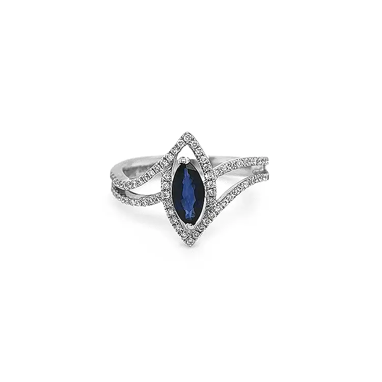 Nhẫn vàng đính sapphire và kim cương