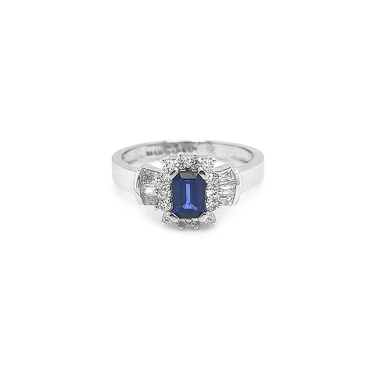 Nhẫn vàng đính sapphire và kim cương
